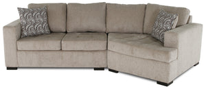 Sofa sectionnel de droite Legend 2 pièces fabriqué au Canada en tissu de chenille avec fauteuil enveloppant - beige platine
