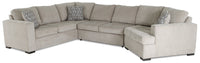  Sofa-lit sectionnel de droite Legend 3 pièces fabriqué au Canada en tissu de chenille avec fauteuil enveloppant - beige platine