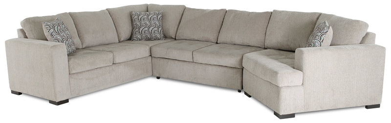 Sofa-lit sectionnel de droite Legend 3 pièces fabriqué au Canada en tissu de chenille avec fauteuil enveloppant - beige platine