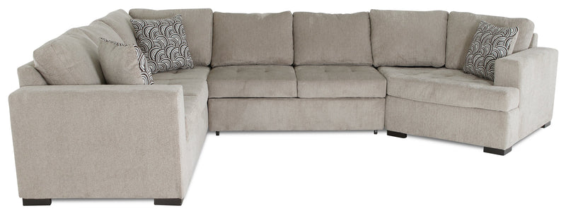 Sofa-lit sectionnel de droite Legend 3 pièces fabriqué au Canada en tissu de chenille avec fauteuil enveloppant - beige platine