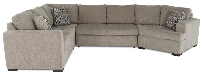 Sofa-lit sectionnel de droite Legend 4 pièces fabriqué au Canada en tissu de chenille avec fauteuil enveloppant - beige platine
