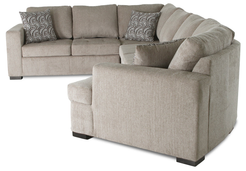 Sofa-lit sectionnel de droite Legend 4 pièces fabriqué au Canada en tissu de chenille avec fauteuil enveloppant - beige platine