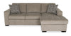 Sofa-lit sectionnel de droite Legend 2 pièces fabriqué au Canada en tissu de chenille avec fauteuil long de rangement - beige platine