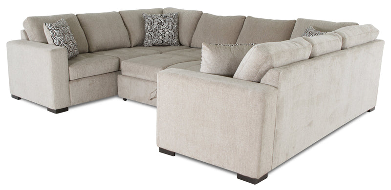 Sofa-lit sectionnel Legend 3 pièces fabriqué au Canada en tissu de chenille - beige platine