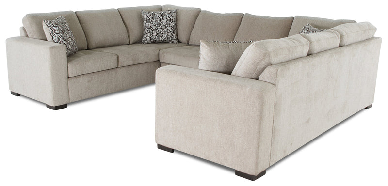 Sofa-lit sectionnel Legend 3 pièces fabriqué au Canada en tissu de chenille - beige platine
