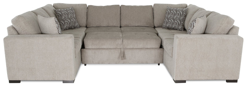 Sofa-lit sectionnel Legend 3 pièces fabriqué au Canada en tissu de chenille - beige platine
