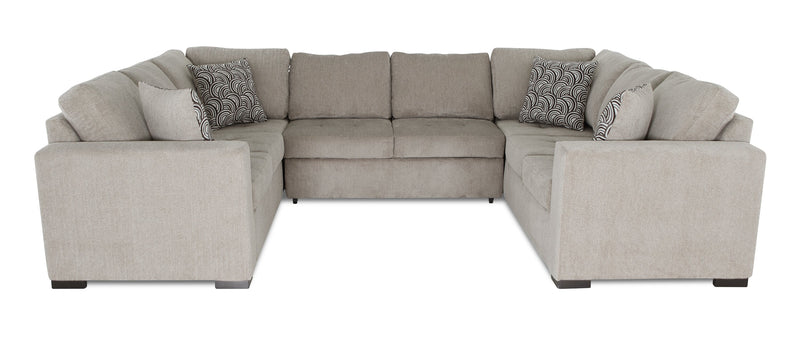 Sofa-lit sectionnel Legend 3 pièces fabriqué au Canada en tissu de chenille - beige platine