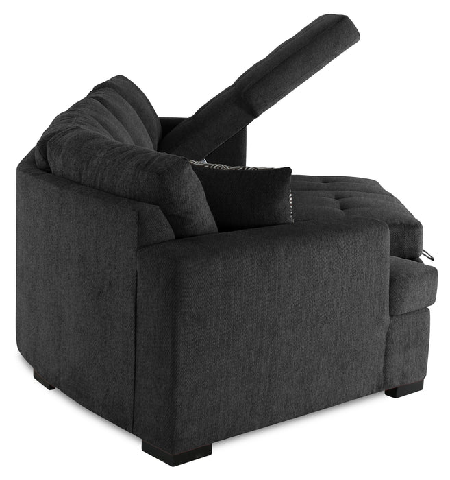 Sofa-lit sectionnel enveloppant de gauche Legend 3 pièces fabriqué au Canada en tissu de chenille avec fauteuil long - gris poivre