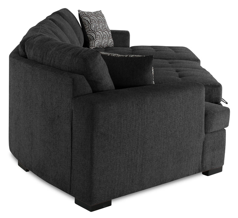 Sofa-lit sectionnel enveloppant de gauche Legend 3 pièces fabriqué au Canada en tissu de chenille avec fauteuil long - gris poivre