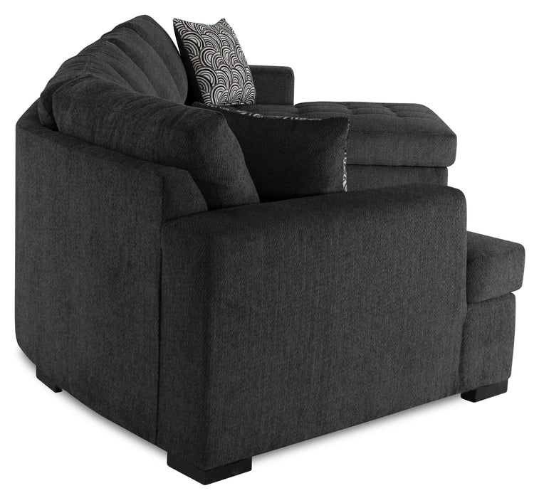 Sofa-lit sectionnel enveloppant de gauche Legend 3 pièces fabriqué au Canada en tissu de chenille avec fauteuil long - gris poivre