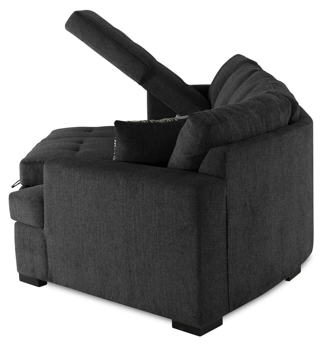 Sofa-lit sectionnel enveloppant de droite Legend 3 pièces fabriqué au Canada en tissu de chenille avec fauteuil long - gris poivre