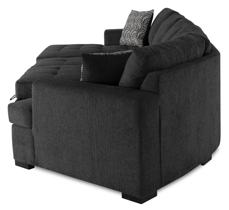 Sofa-lit sectionnel enveloppant de droite Legend 3 pièces fabriqué au Canada en tissu de chenille avec fauteuil long - gris poivre