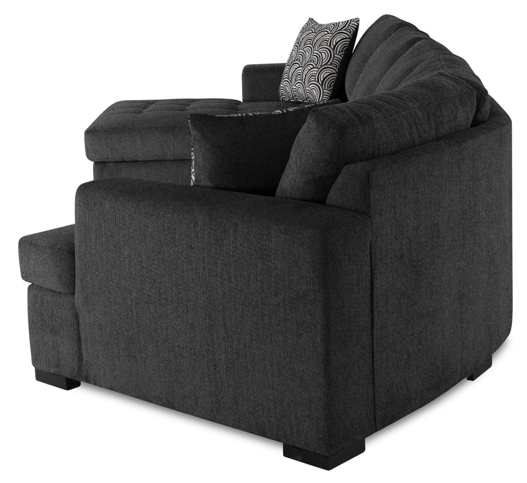 Sofa-lit sectionnel enveloppant de droite Legend 3 pièces fabriqué au Canada en tissu de chenille avec fauteuil long - gris poivre
