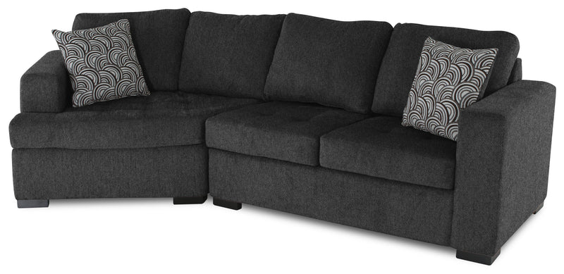 Sofa sectionnel de gauche Legend 2 pièces fabriqué au Canada en tissu de chenille avec fauteuil enveloppant - gris poivre