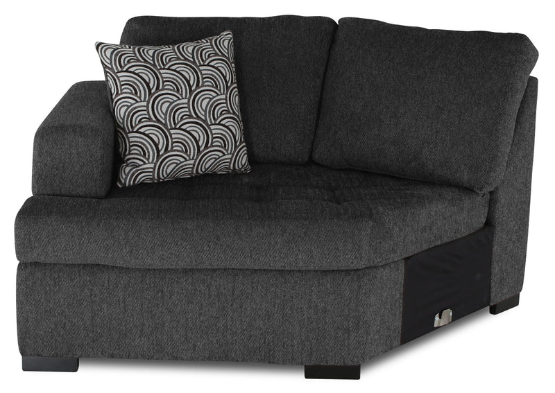 Sofa sectionnel de gauche Legend 2 pièces fabriqué au Canada en tissu de chenille avec fauteuil enveloppant - gris poivre