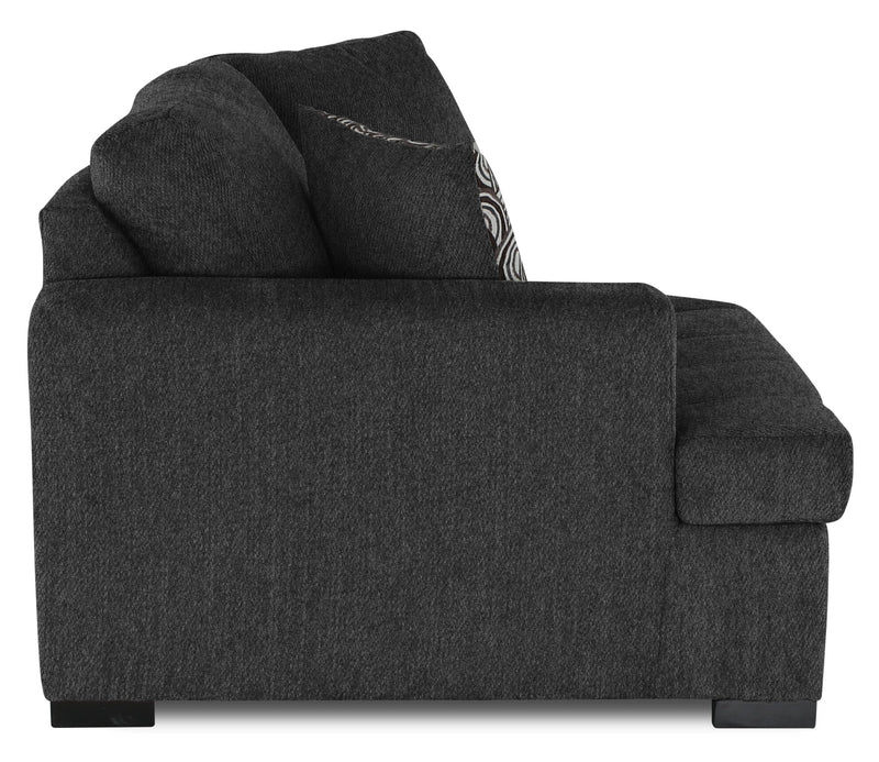Sofa sectionnel de gauche Legend 2 pièces fabriqué au Canada en tissu de chenille avec fauteuil enveloppant - gris poivre