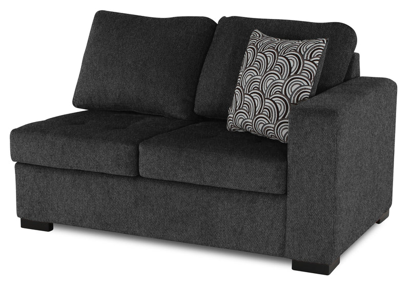 Sofa sectionnel de gauche Legend 2 pièces fabriqué au Canada en tissu de chenille avec fauteuil enveloppant - gris poivre