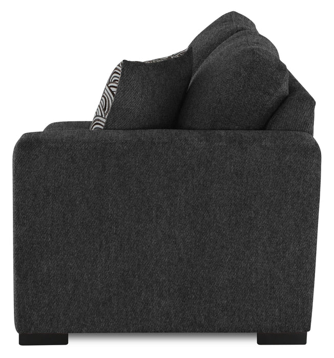 Sofa sectionnel de gauche Legend 2 pièces fabriqué au Canada en tissu de chenille avec fauteuil enveloppant - gris poivre