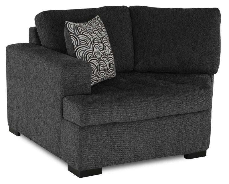 Sofa sectionnel de gauche Legend 2 pièces fabriqué au Canada en tissu de chenille avec fauteuil enveloppant - gris poivre