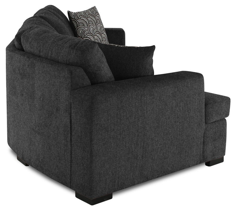 Sofa sectionnel de gauche Legend 2 pièces fabriqué au Canada en tissu de chenille avec fauteuil enveloppant - gris poivre