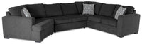 Sofa-lit sectionnel de gauche Legend 3 pièces fabriqué au Canada en tissu de chenille avec fauteuil enveloppant - gris poivre