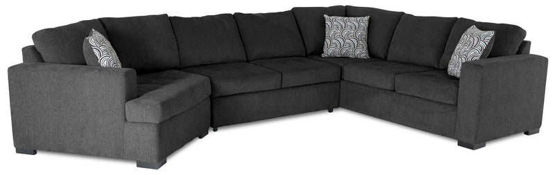 Sofa-lit sectionnel de gauche Legend 3 pièces fabriqué au Canada en tissu de chenille avec fauteuil enveloppant - gris poivre