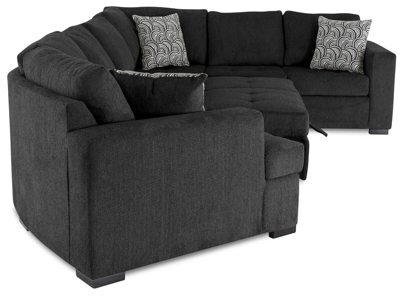 Sofa-lit sectionnel de gauche Legend 3 pièces fabriqué au Canada en tissu de chenille avec fauteuil enveloppant - gris poivre