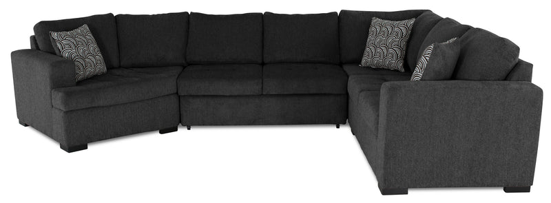 Sofa-lit sectionnel de gauche Legend 4 pièces fabriqué au Canada en tissu de chenille avec fauteuil enveloppant - gris poivre