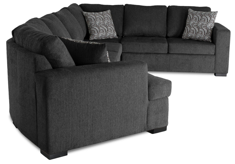 Sofa-lit sectionnel de gauche Legend 4 pièces fabriqué au Canada en tissu de chenille avec fauteuil enveloppant - gris poivre