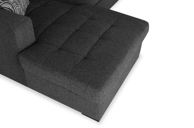 Sofa-lit sectionnel de gauche Legend 2 pièces fabriqué au Canada en tissu de chenille avec fauteuil long de rangement - gris poivre