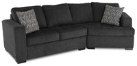 Sofa sectionnel de droite Legend 2 pièces fabriqué au Canada en tissu de chenille avec fauteuil enveloppant - gris poivre