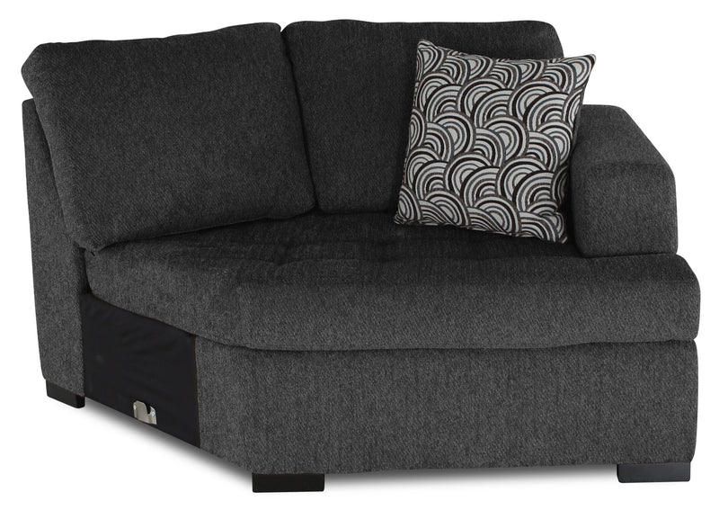 Sofa sectionnel de droite Legend 2 pièces fabriqué au Canada en tissu de chenille avec fauteuil enveloppant - gris poivre