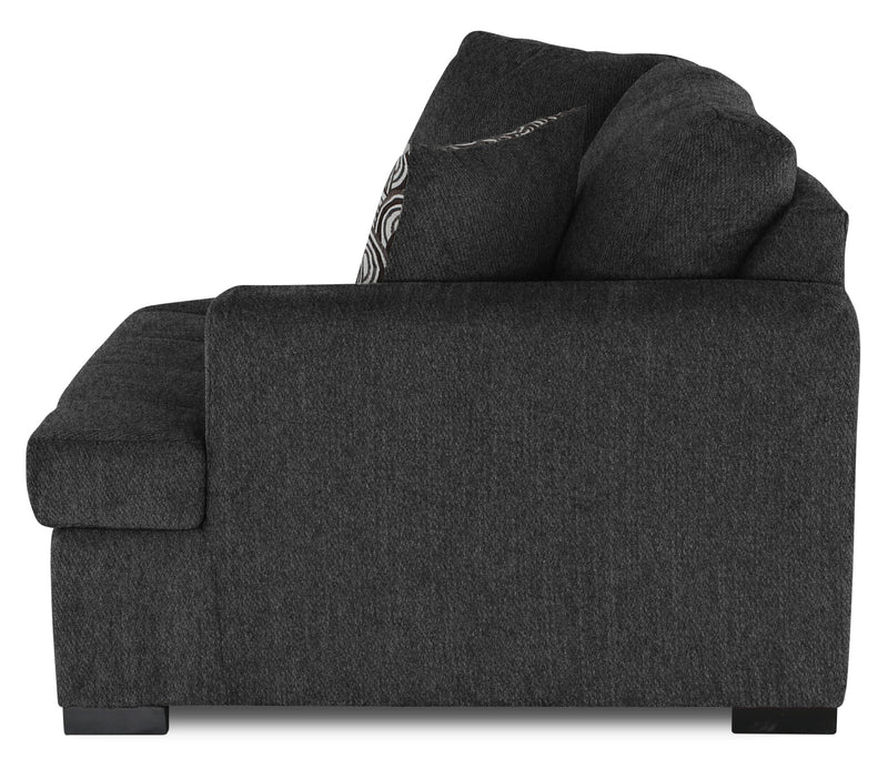Sofa sectionnel de droite Legend 2 pièces fabriqué au Canada en tissu de chenille avec fauteuil enveloppant - gris poivre