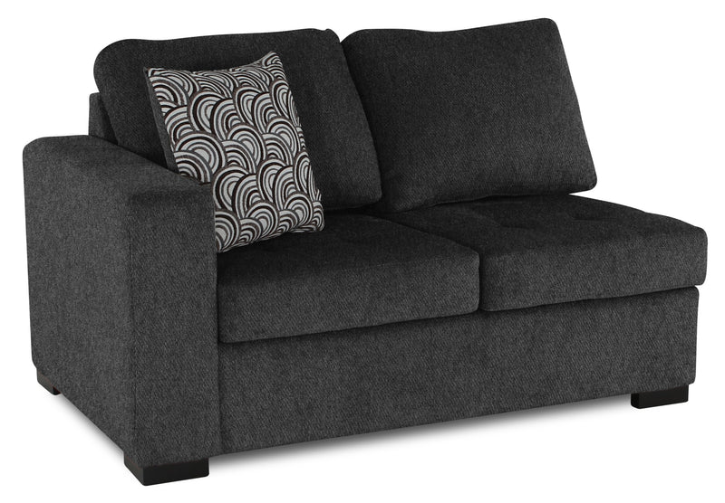 Sofa sectionnel de droite Legend 2 pièces fabriqué au Canada en tissu de chenille avec fauteuil enveloppant - gris poivre
