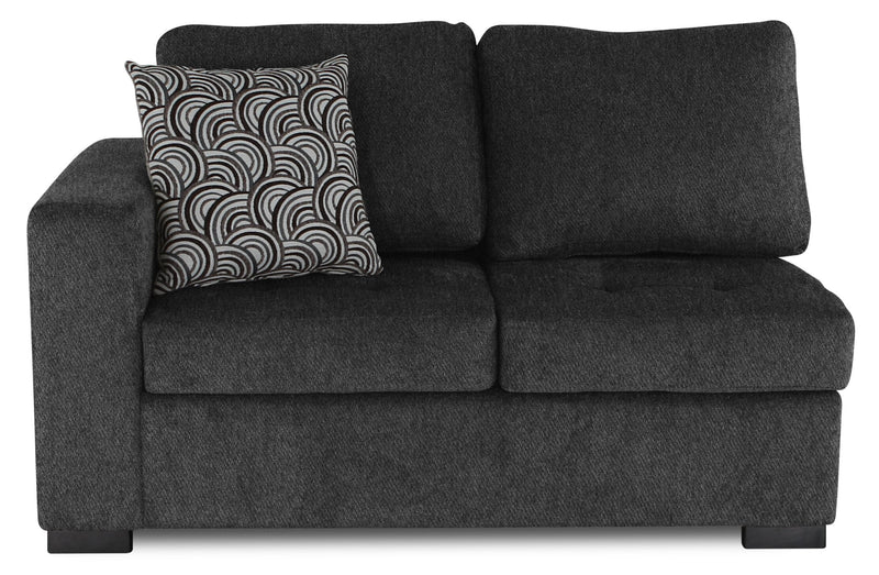 Sofa sectionnel de droite Legend 2 pièces fabriqué au Canada en tissu de chenille avec fauteuil enveloppant - gris poivre