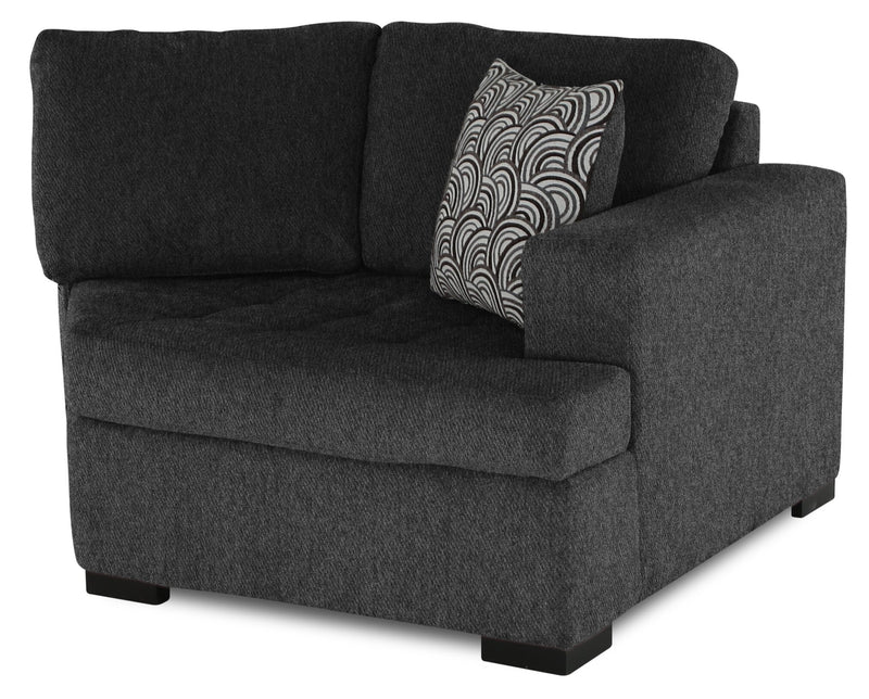 Sofa sectionnel de droite Legend 2 pièces fabriqué au Canada en tissu de chenille avec fauteuil enveloppant - gris poivre