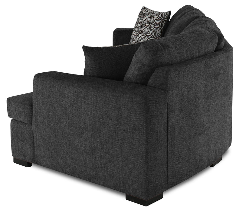 Sofa sectionnel de droite Legend 2 pièces fabriqué au Canada en tissu de chenille avec fauteuil enveloppant - gris poivre
