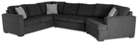  Sofa-lit sectionnel de droite Legend 3 pièces fabriqué au Canada en tissu de chenille avec fauteuil enveloppant - gris poivre