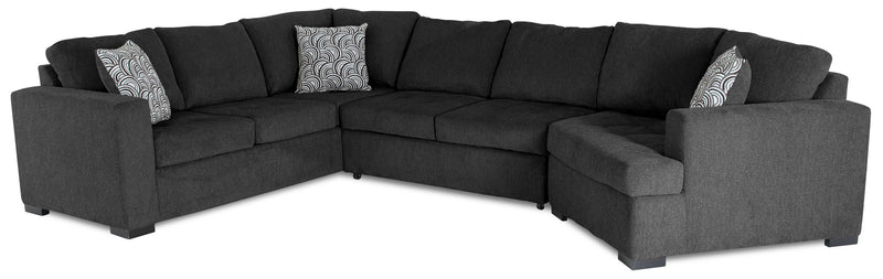 Sofa-lit sectionnel de droite Legend 3 pièces fabriqué au Canada en tissu de chenille avec fauteuil enveloppant - gris poivre