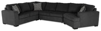 Sofa-lit sectionnel de droite Legend 4 pièces fabriqué au Canada en tissu de chenille avec fauteuil enveloppant - gris poivre