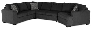 Sofa-lit sectionnel de droite Legend 4 pièces fabriqué au Canada en tissu de chenille avec fauteuil enveloppant - gris poivre