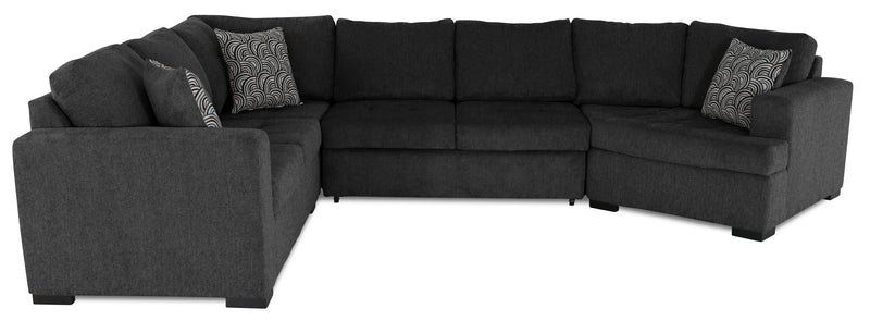 Sofa-lit sectionnel de droite Legend 4 pièces fabriqué au Canada en tissu de chenille avec fauteuil enveloppant - gris poivre