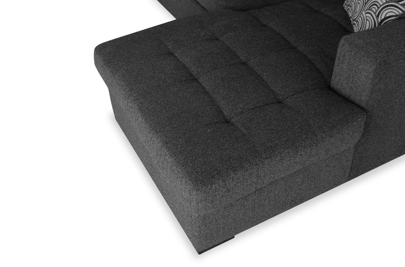 Sofa-lit sectionnel de droite Legend 2 pièces fabriqué au Canada en tissu de chenille avec fauteuil long de rangement - gris poivre