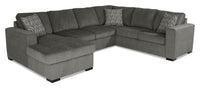  Sofa-lit sectionnel de gauche Legend 3 pièces fabriqué au Canada en tissu de chenille avec fauteuil long de rangement - brun étain