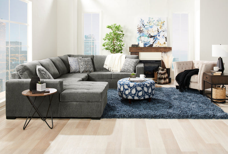 Sofa-lit sectionnel de gauche Legend 3 pièces fabriqué au Canada en tissu de chenille avec fauteuil long de rangement - brun étain