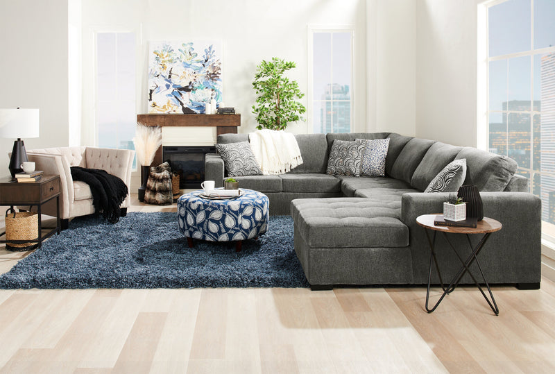 Sofa-lit sectionnel de droite Legend 3 pièces fabriqué au Canada en tissu de chenille avec fauteuil long de rangement - brun étain