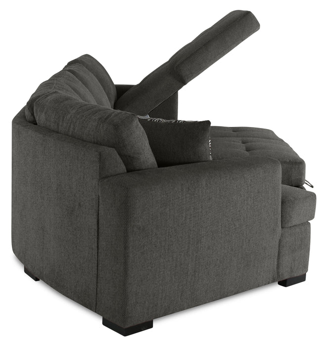 Sofa-lit sectionnel enveloppant de gauche Legend 3 pièces fabriqué au Canada en tissu de chenille avec fauteuil long - brun étain