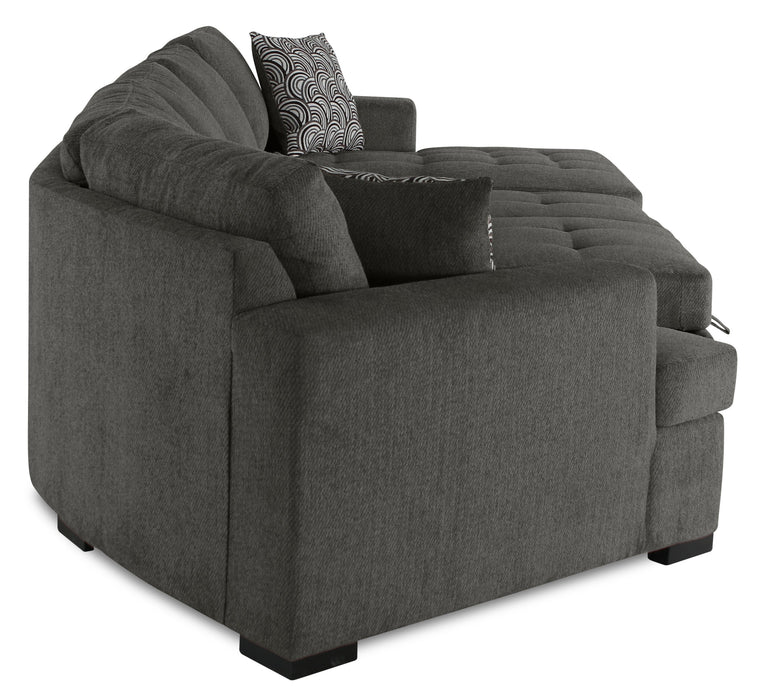 Sofa-lit sectionnel enveloppant de gauche Legend 3 pièces fabriqué au Canada en tissu de chenille avec fauteuil long - brun étain