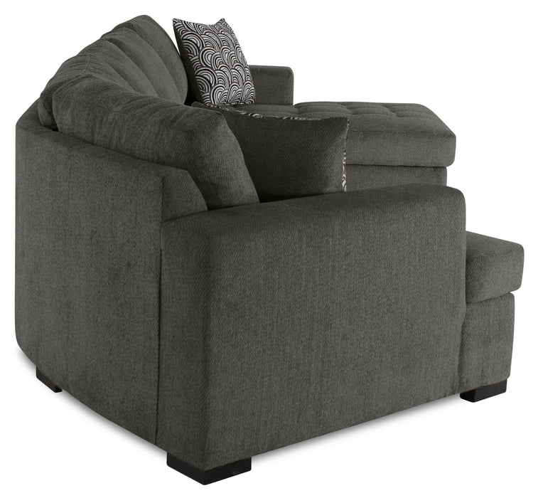 Sofa-lit sectionnel enveloppant de gauche Legend 3 pièces fabriqué au Canada en tissu de chenille avec fauteuil long - brun étain