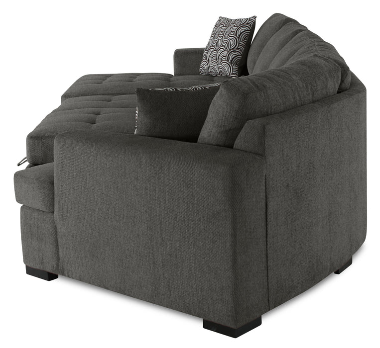 Sofa-lit sectionnel enveloppant de droite Legend 3 pièces fabriqué au Canada en tissu de chenille avec fauteuil long - brun étain